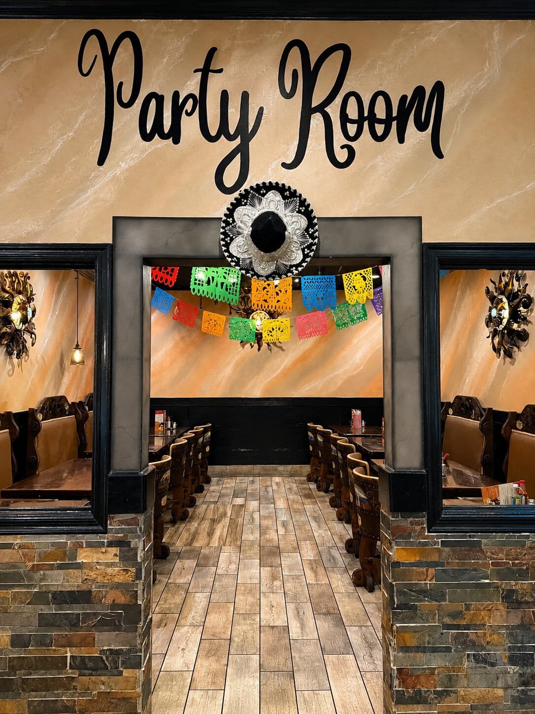 Gathering space inside Ay Caramba Mexican Restaurant